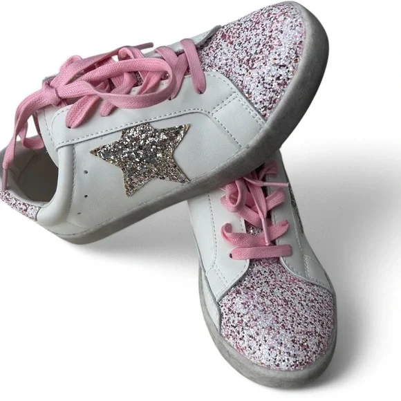 SweetHoney Adorable Gold Star Glitter Sneakers Size 3Y (only worn a few times) - Picture 5 of 9